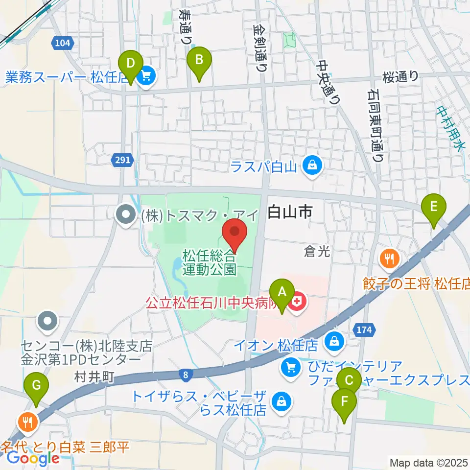 松任総合運動公園水泳プール周辺のコンビニエンスストア一覧地図