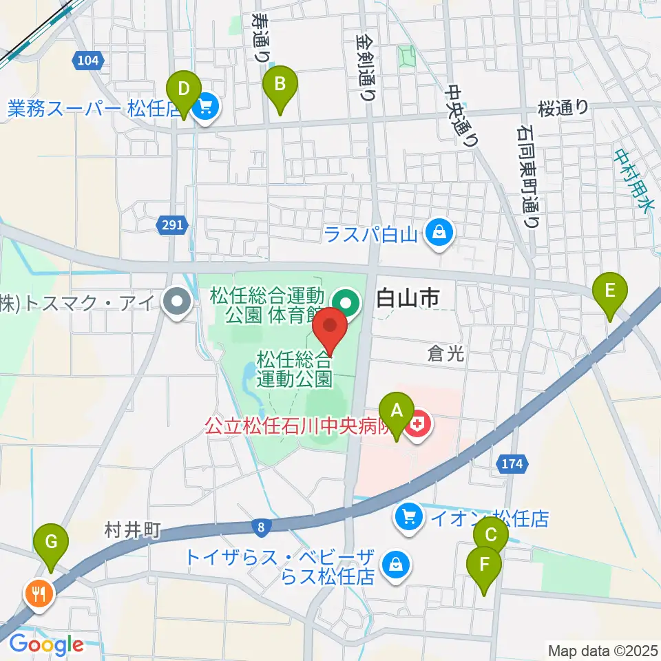 松任総合運動公園水泳プール周辺のコンビニエンスストア一覧地図