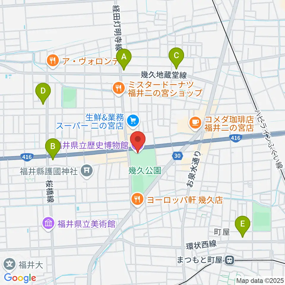 福井県立歴史博物館周辺のコンビニエンスストア一覧地図