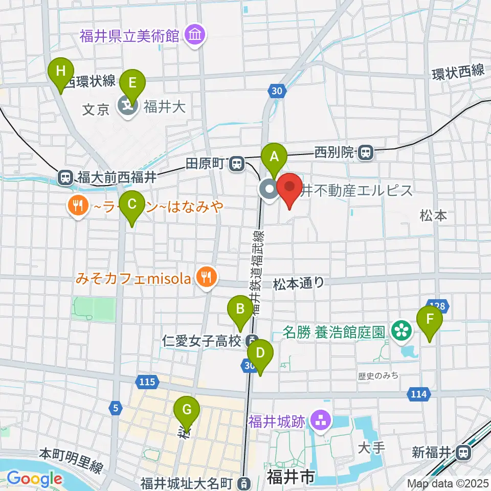 福井市体育館周辺のコンビニエンスストア一覧地図