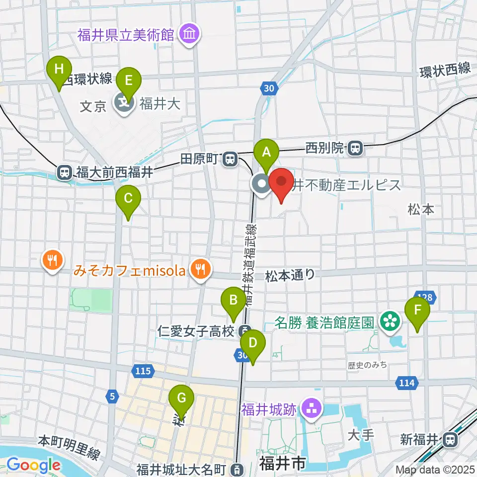 福井市体育館周辺のコンビニエンスストア一覧地図