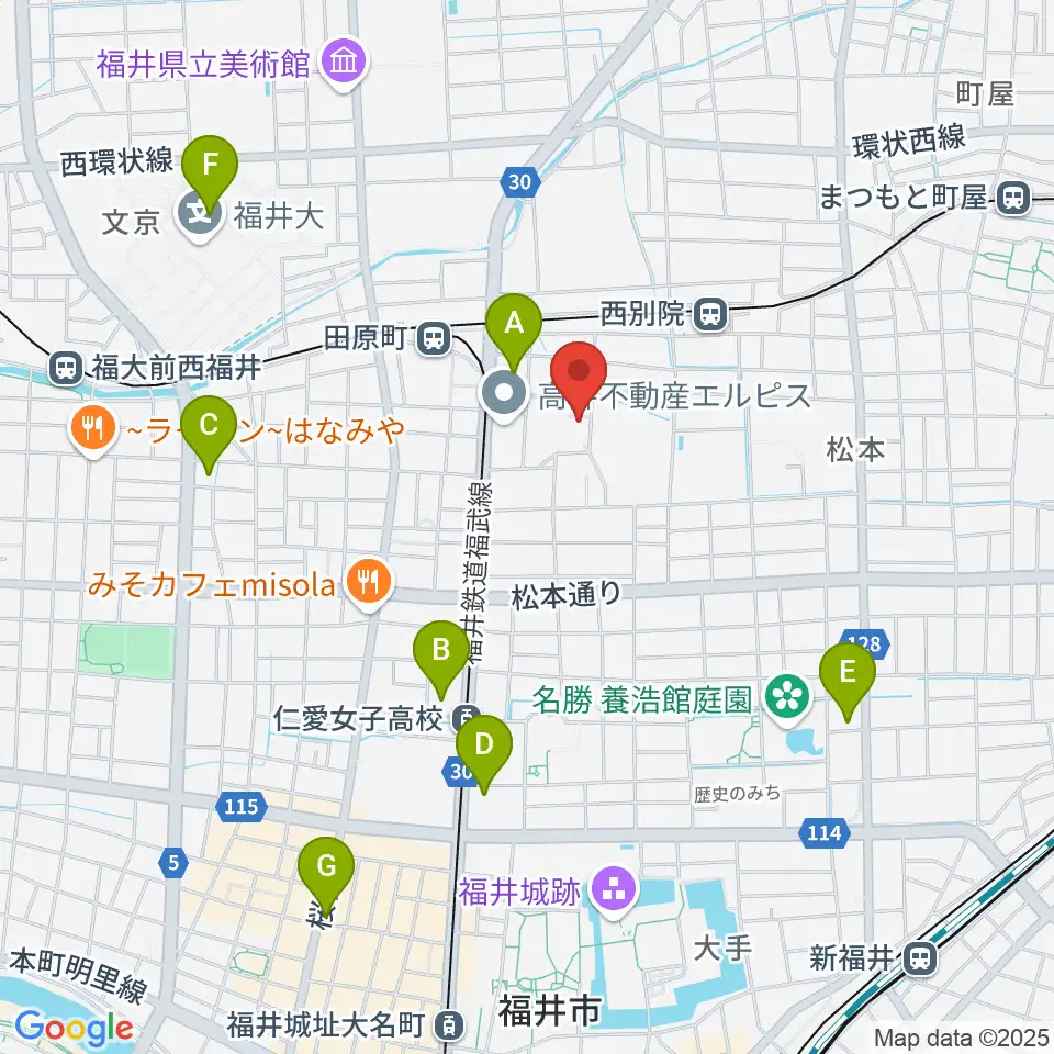 福井市弓道場周辺のコンビニエンスストア一覧地図