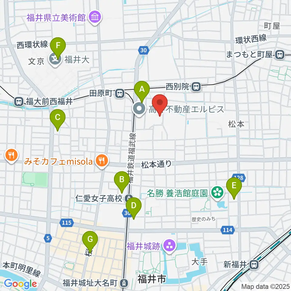 福井市弓道場周辺のコンビニエンスストア一覧地図