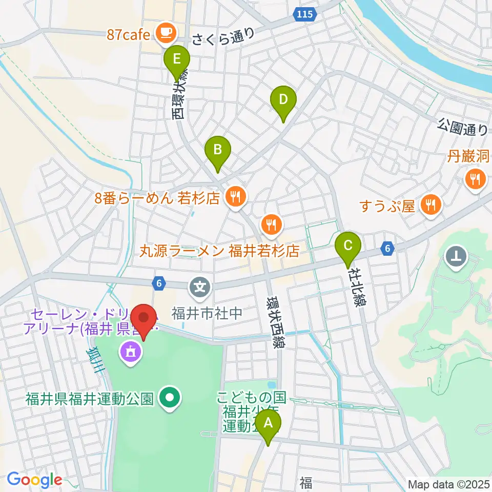 福井運動公園補助競技場周辺のコンビニエンスストア一覧地図
