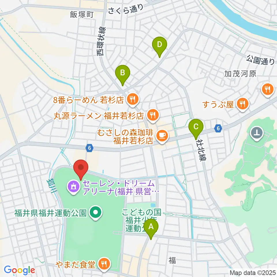 福井運動公園補助競技場周辺のコンビニエンスストア一覧地図