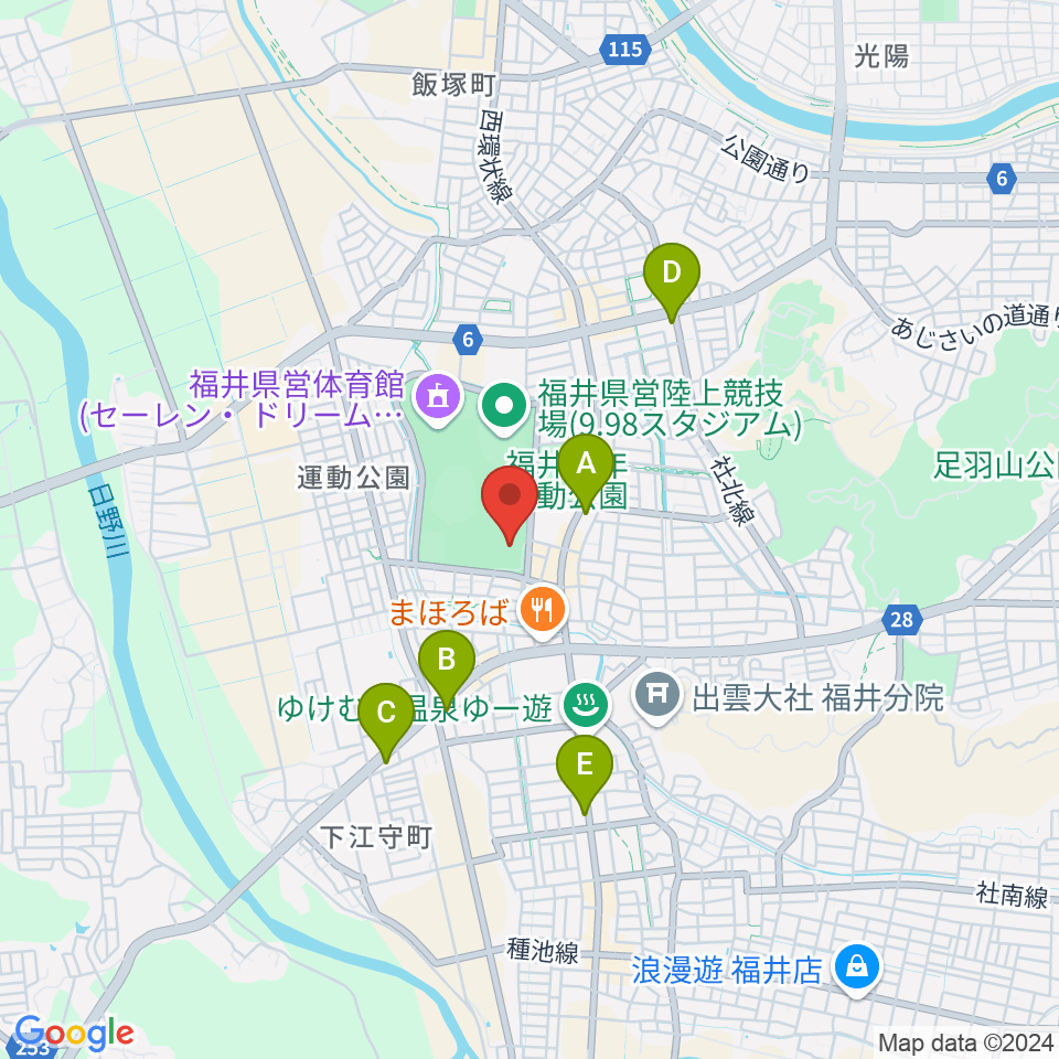 福井県営水泳場周辺のコンビニエンスストア一覧地図