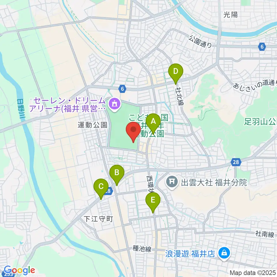 福井県営水泳場周辺のコンビニエンスストア一覧地図