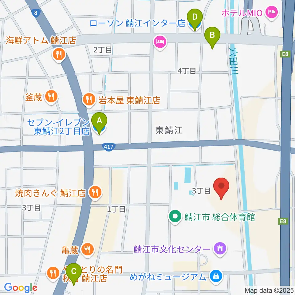 鯖江市東公園陸上競技場周辺のコンビニエンスストア一覧地図