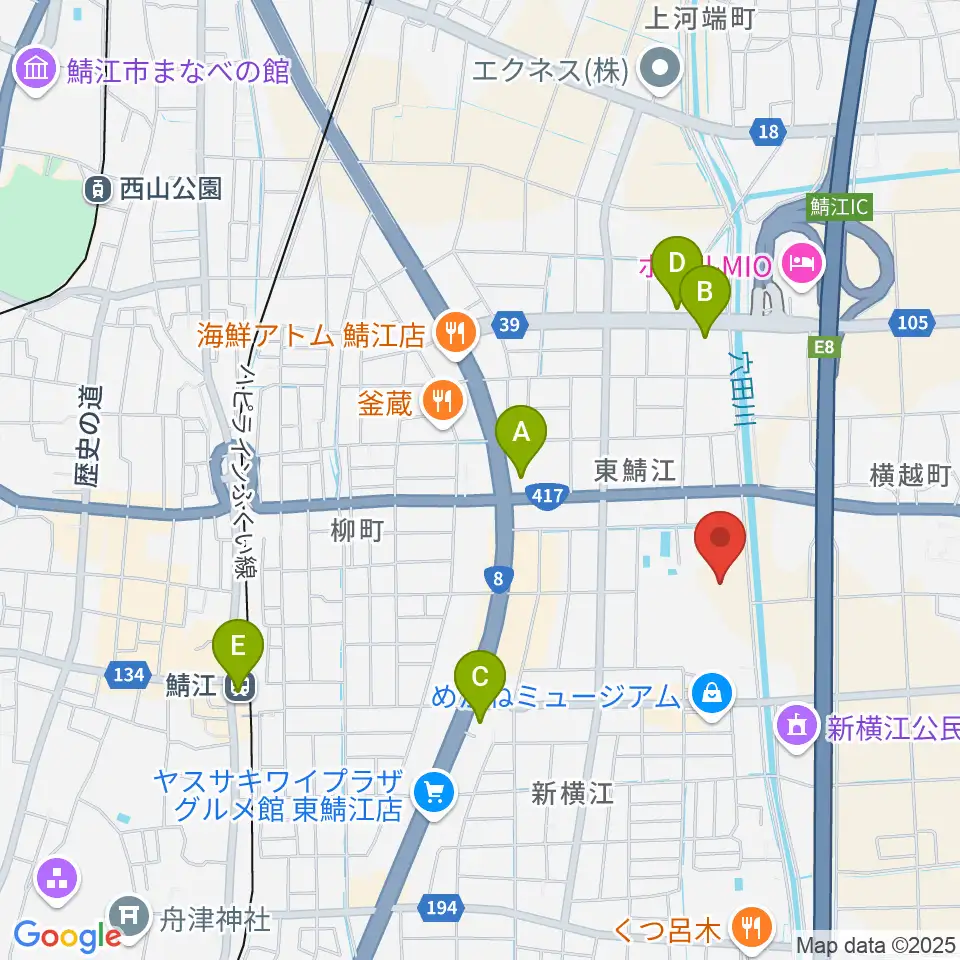 鯖江市東公園陸上競技場周辺のコンビニエンスストア一覧地図