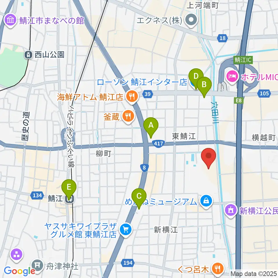 鯖江市東公園陸上競技場周辺のコンビニエンスストア一覧地図