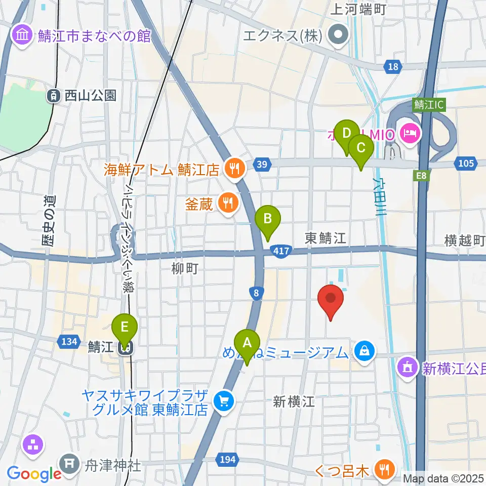 鯖江市総合体育館周辺のコンビニエンスストア一覧地図