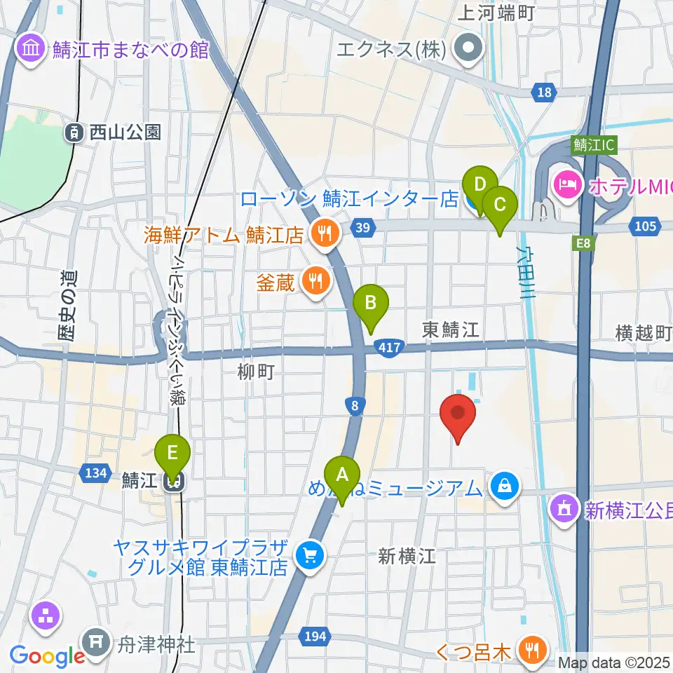 鯖江市総合体育館周辺のコンビニエンスストア一覧地図