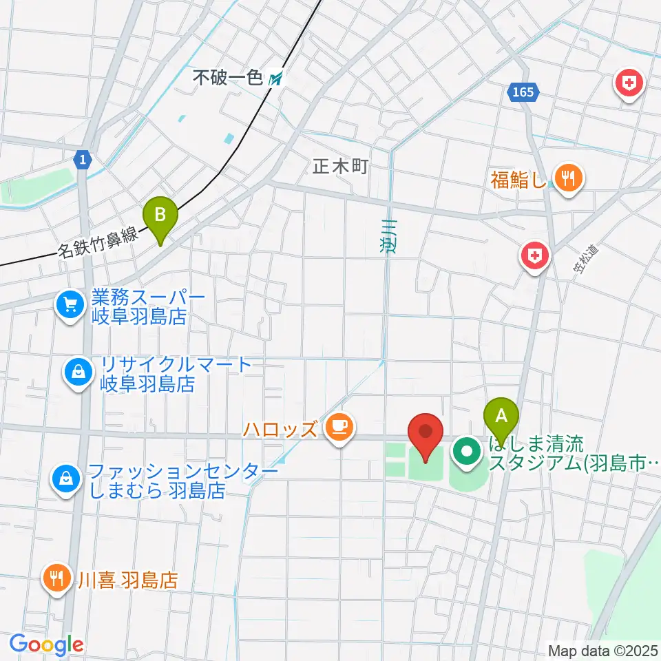 羽島市運動公園多目的広場周辺のコンビニエンスストア一覧地図