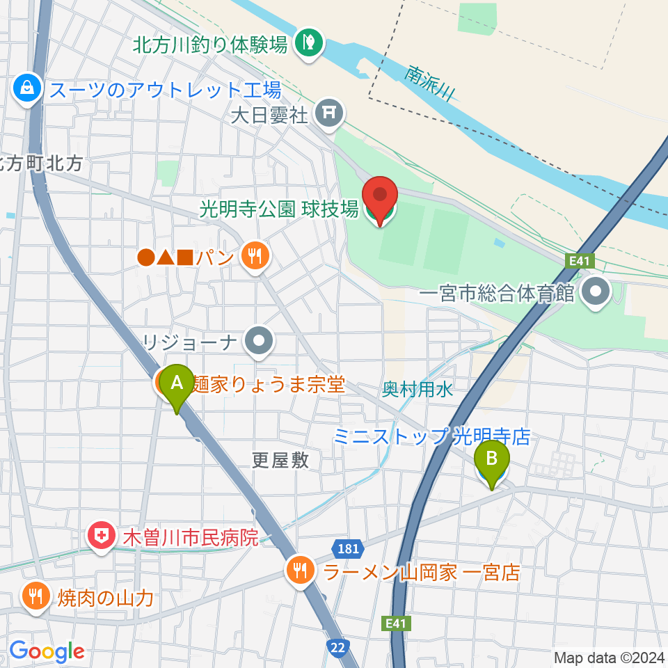 光明寺公園球技場周辺のコンビニエンスストア一覧地図