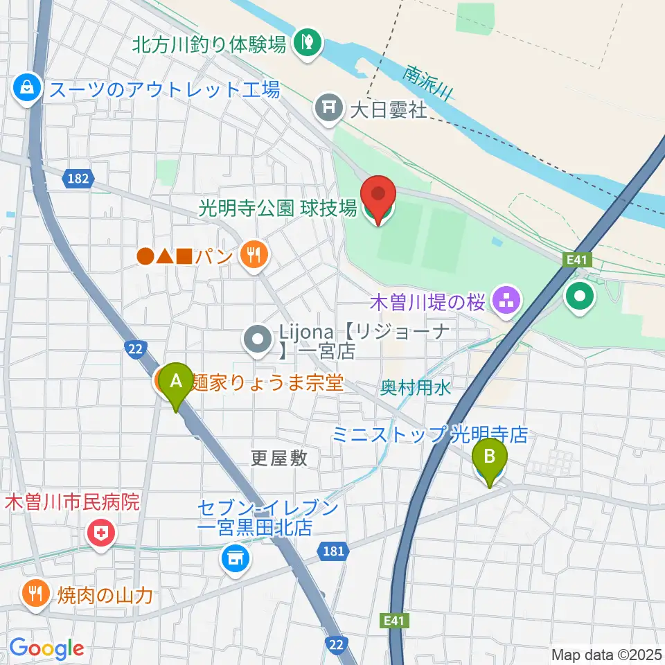 光明寺公園球技場周辺のコンビニエンスストア一覧地図