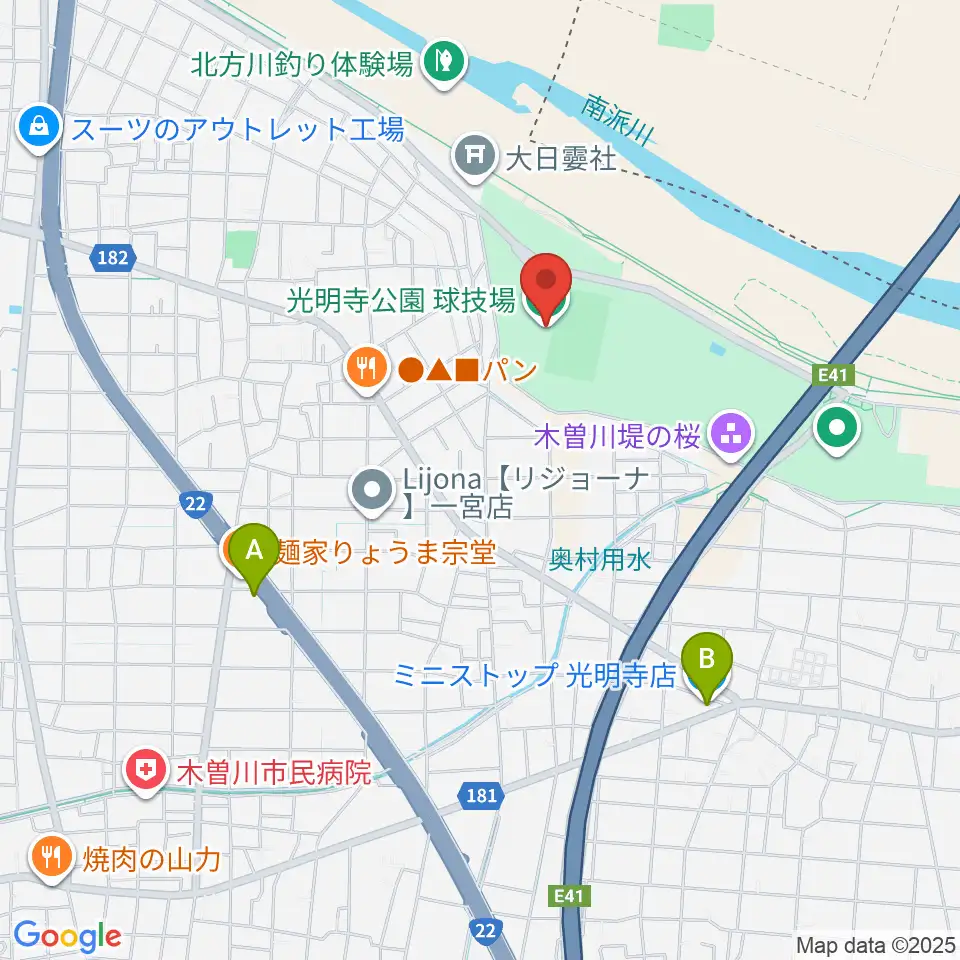 光明寺公園球技場周辺のコンビニエンスストア一覧地図