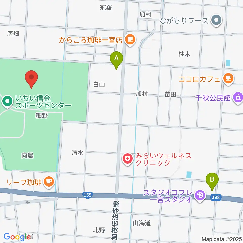 いちい信金スポーツセンター陸上競技場周辺のコンビニエンスストア一覧地図