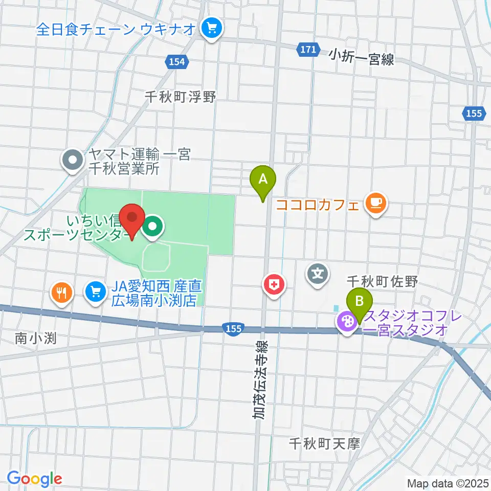 いちい信金スポーツセンターサッカー場周辺のコンビニエンスストア一覧地図