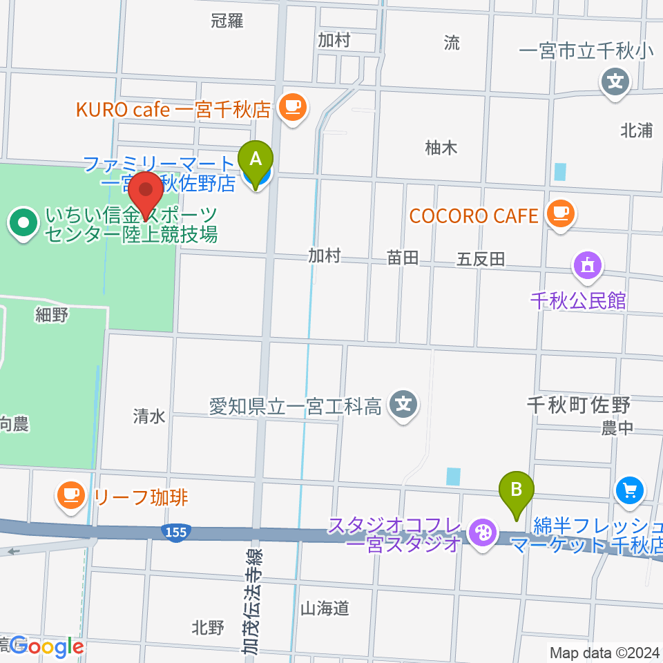 いちい信金スポーツセンター多目的競技場周辺のコンビニエンスストア一覧地図