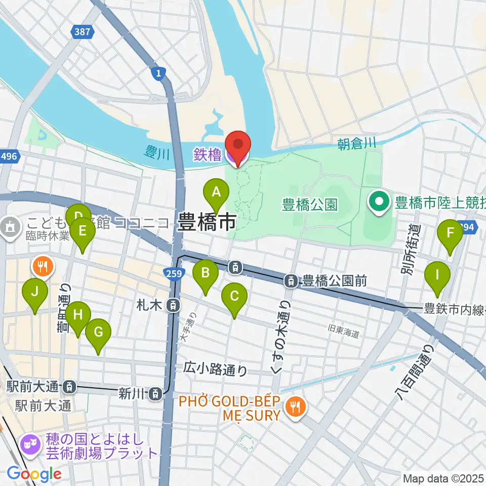 吉田城鉄櫓資料館周辺のコンビニエンスストア一覧地図
