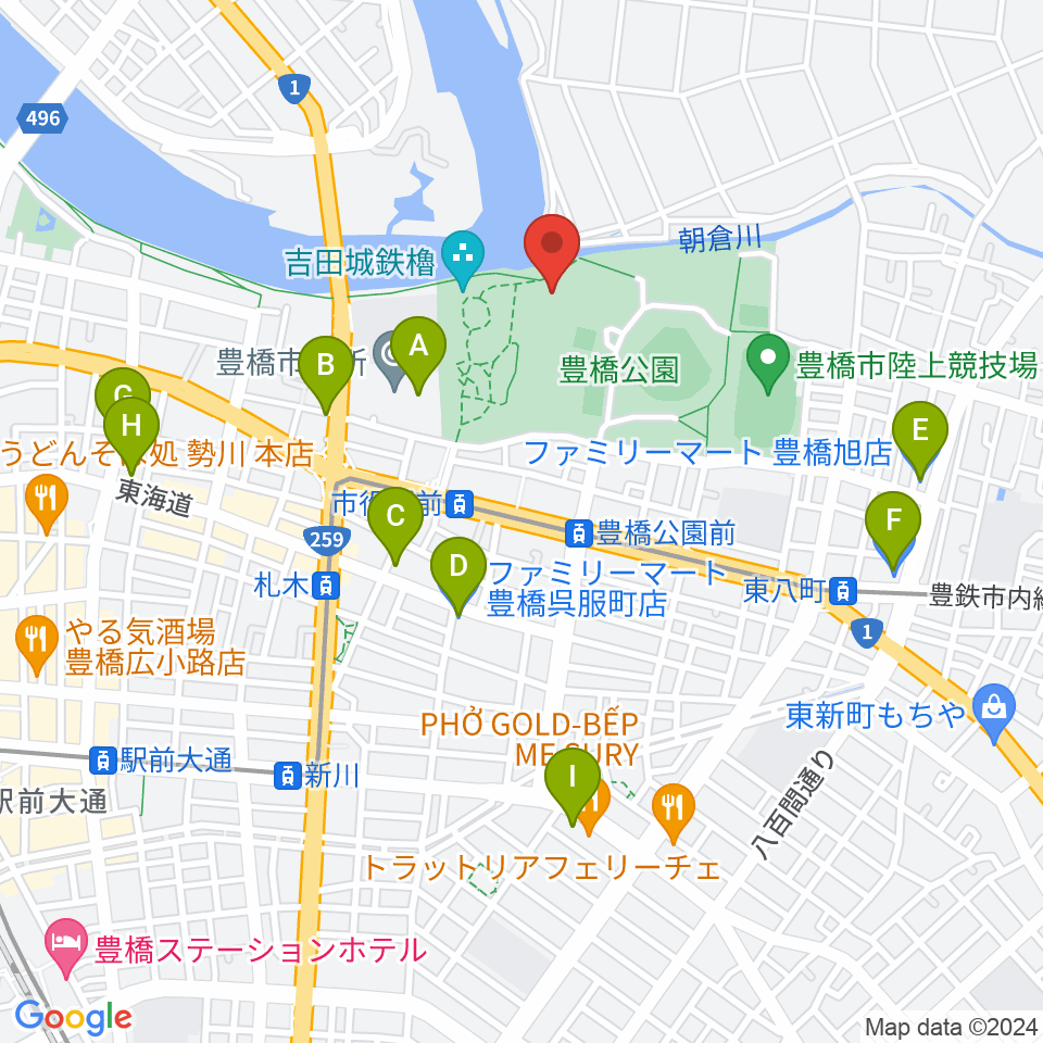 豊橋市三の丸会館周辺のコンビニエンスストア一覧地図