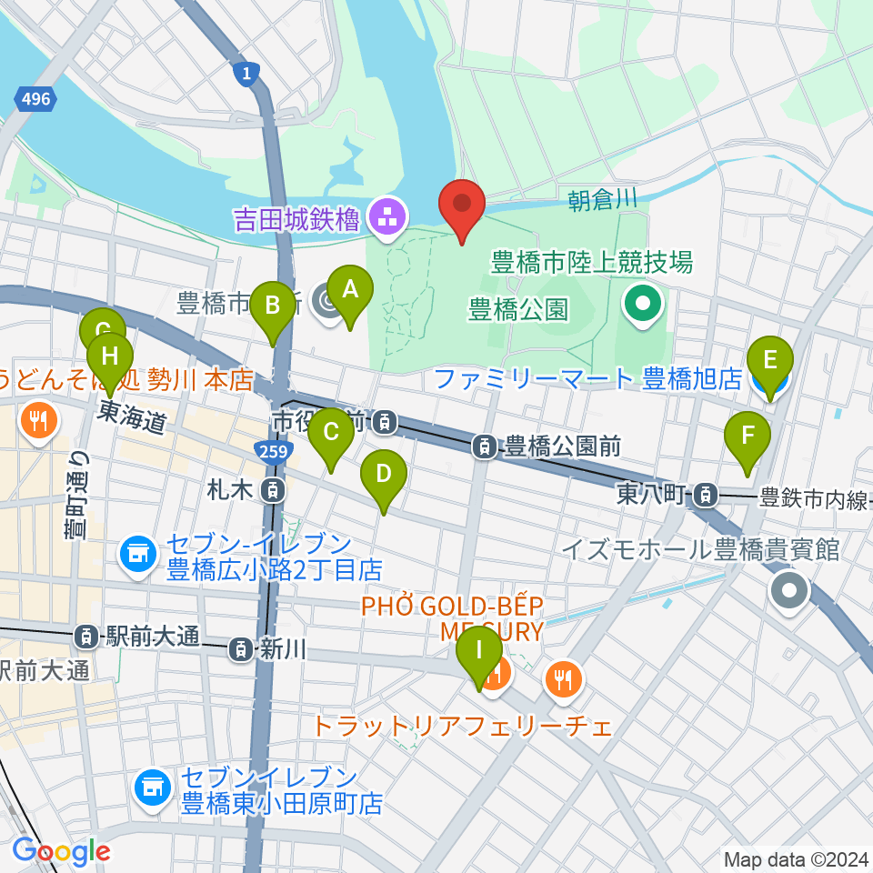 豊橋市三の丸会館周辺のコンビニエンスストア一覧地図