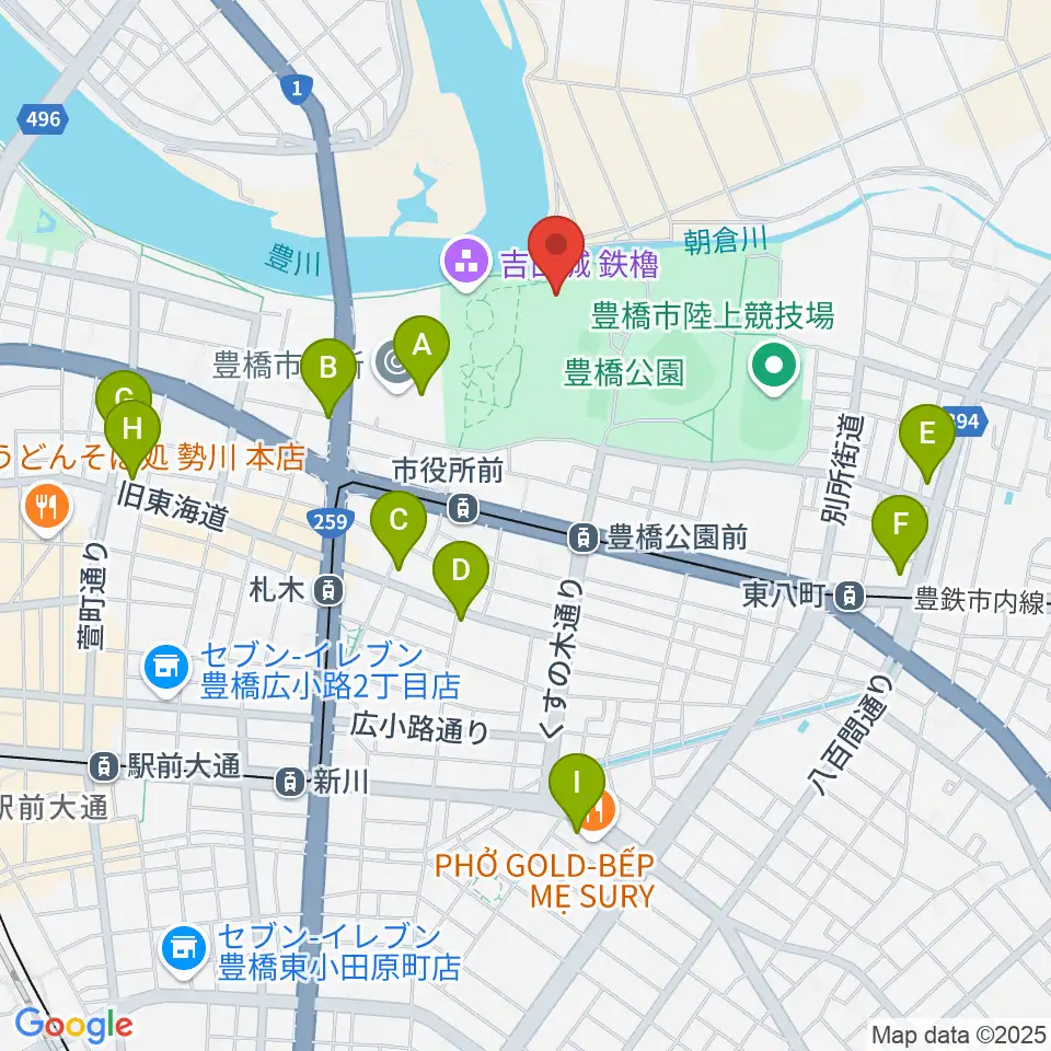 豊橋市三の丸会館周辺のコンビニエンスストア一覧地図