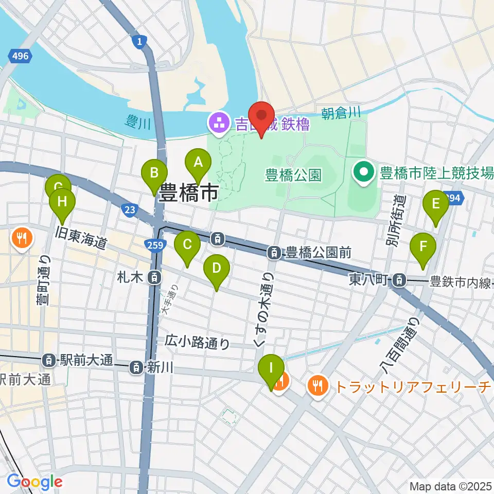 豊橋市三の丸会館周辺のコンビニエンスストア一覧地図