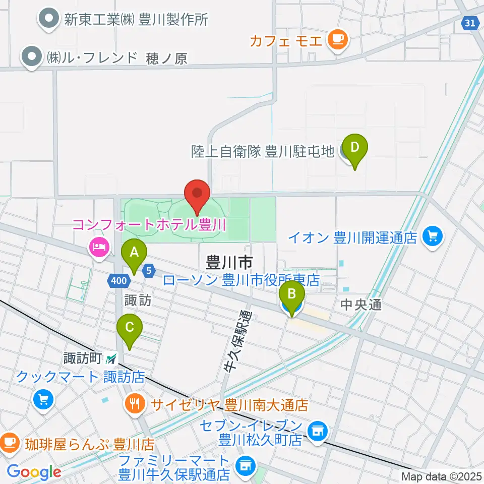 OKAKENアスリートフィールド周辺のコンビニエンスストア一覧地図