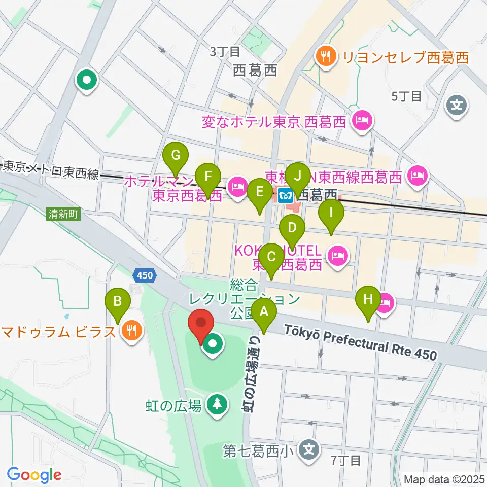 オーエンススタジアム江戸川周辺のコンビニエンスストア一覧地図