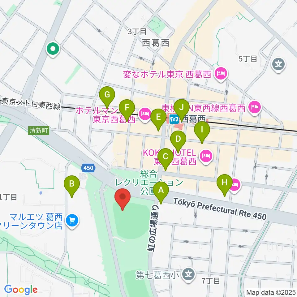 オーエンススタジアム江戸川周辺のコンビニエンスストア一覧地図