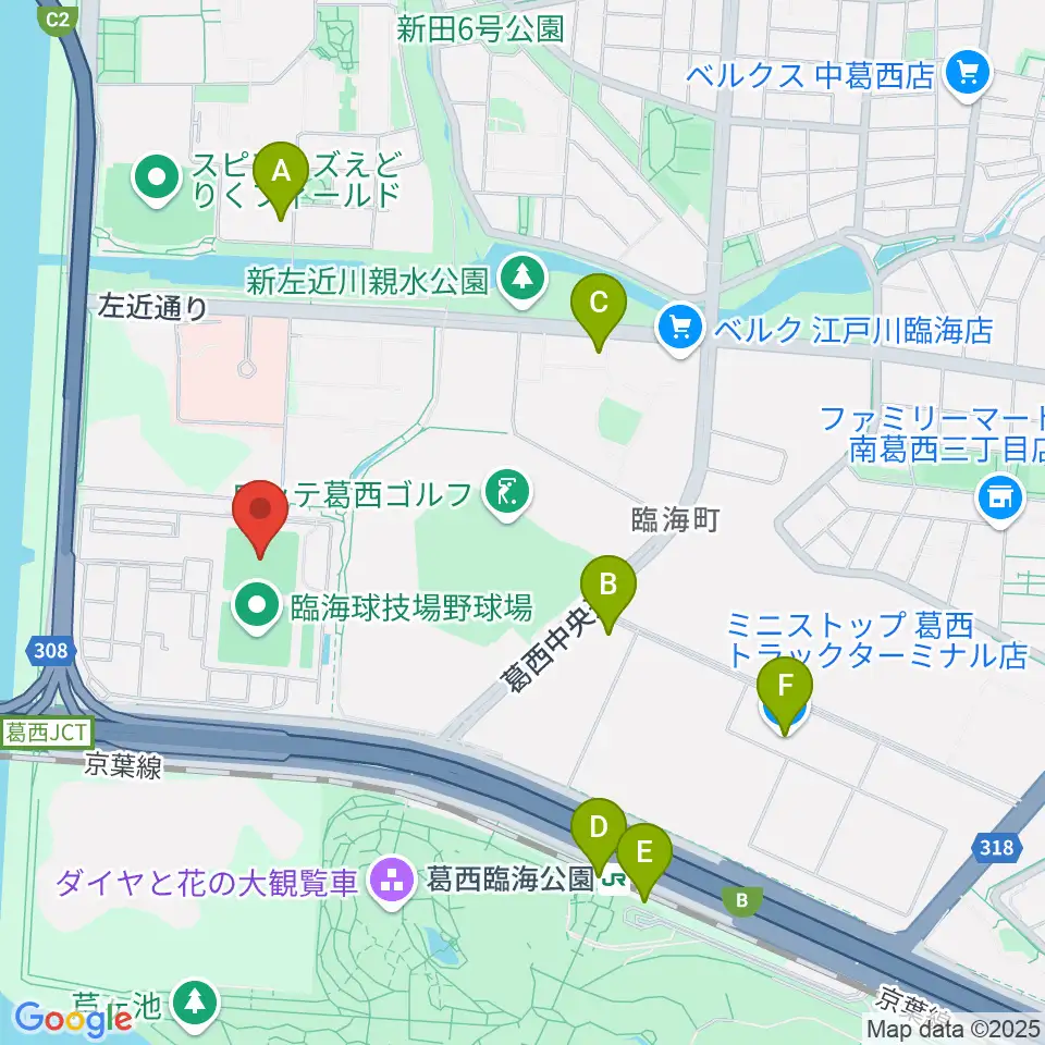江戸川区臨海球技場多目的グラウンド周辺のコンビニエンスストア一覧地図