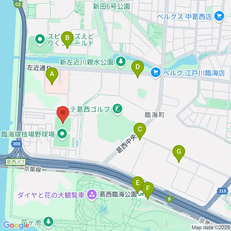 江戸川区臨海球技場多目的グラウンド周辺のコンビニエンスストア一覧地図