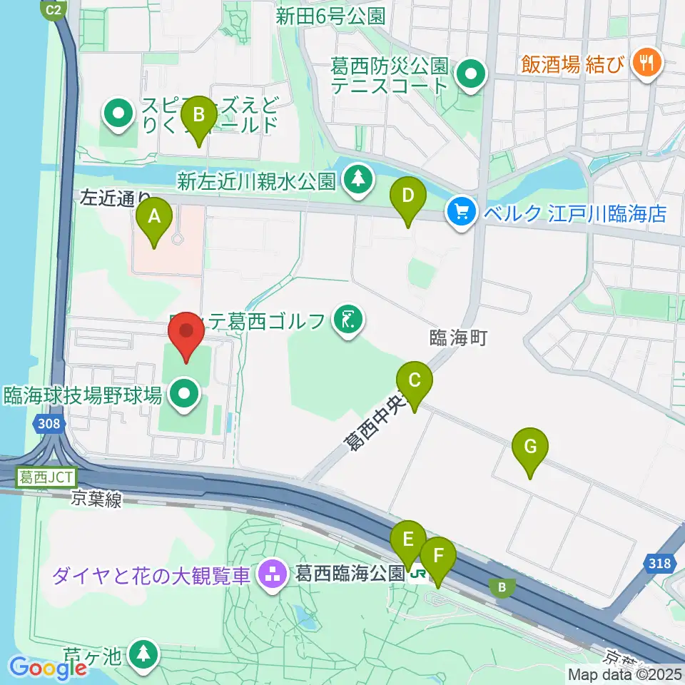 江戸川区臨海球技場多目的グラウンド周辺のコンビニエンスストア一覧地図
