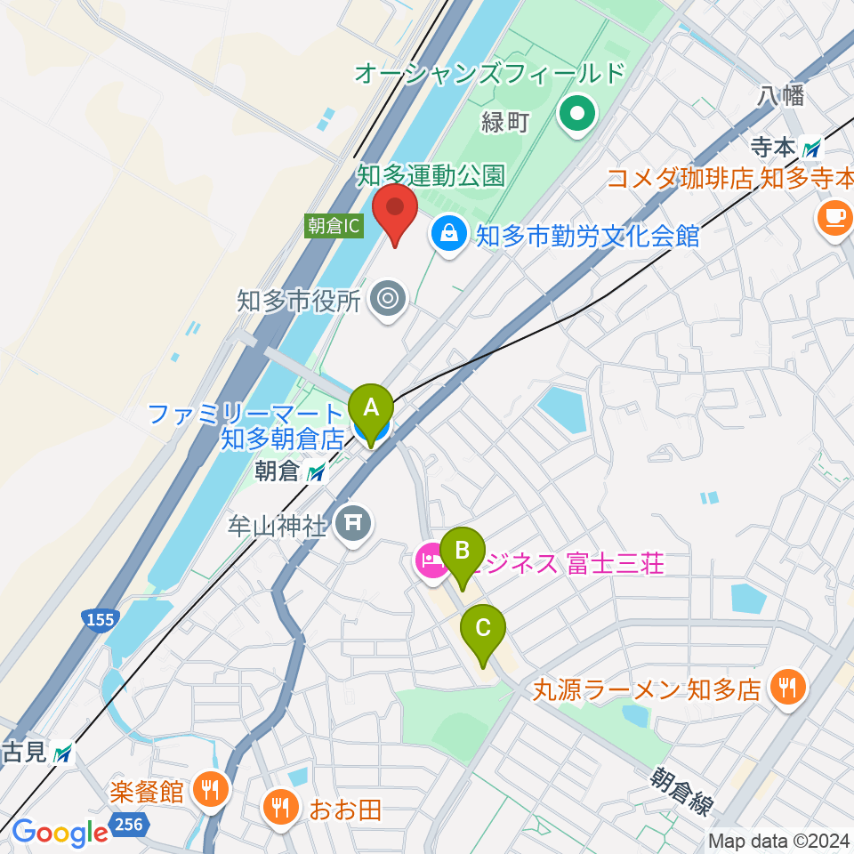 メディアス体育館ちた周辺のコンビニエンスストア一覧地図