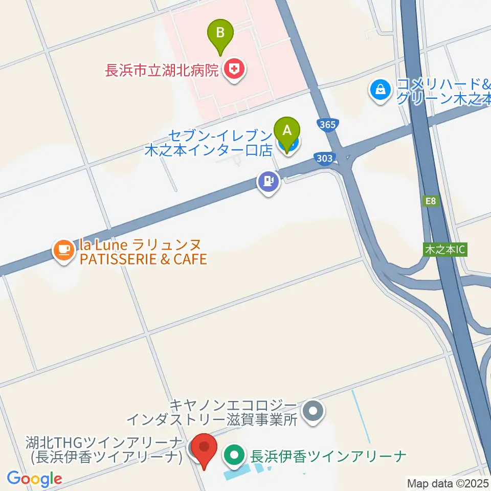 湖北THGツインアリーナ周辺のコンビニエンスストア一覧地図