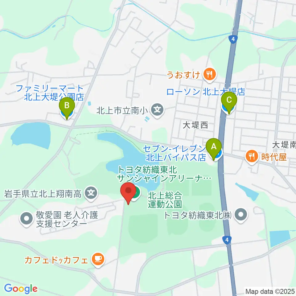 トヨタ紡織東北サンシャインアリーナ周辺のコンビニエンスストア一覧地図