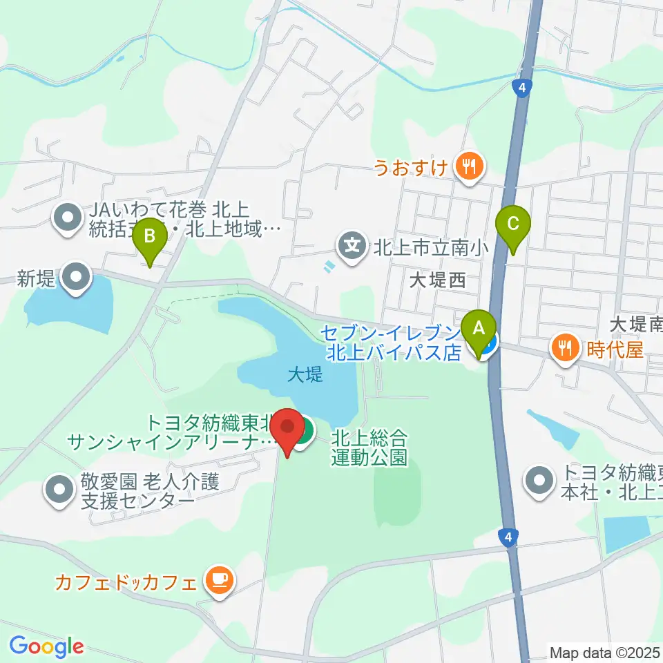 トヨタ紡織東北サンシャインアリーナ周辺のコンビニエンスストア一覧地図
