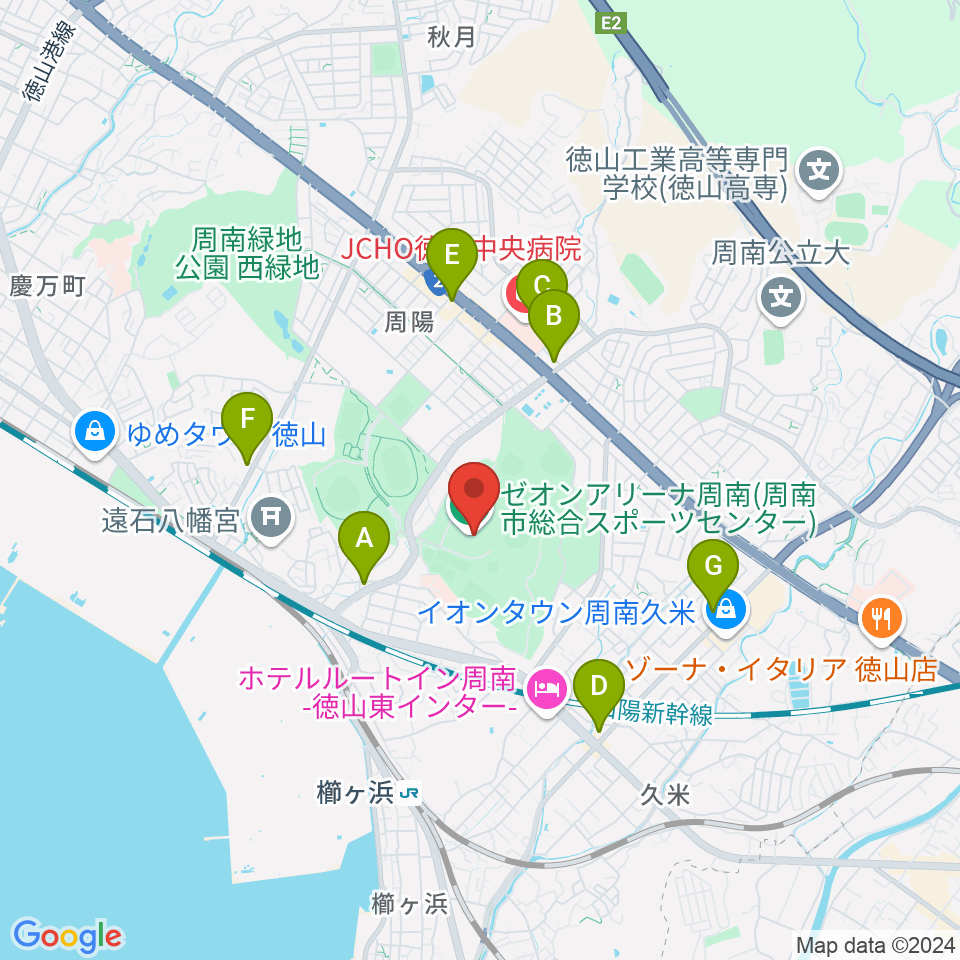 ゼオンアリーナ周南周辺のコンビニエンスストア一覧地図