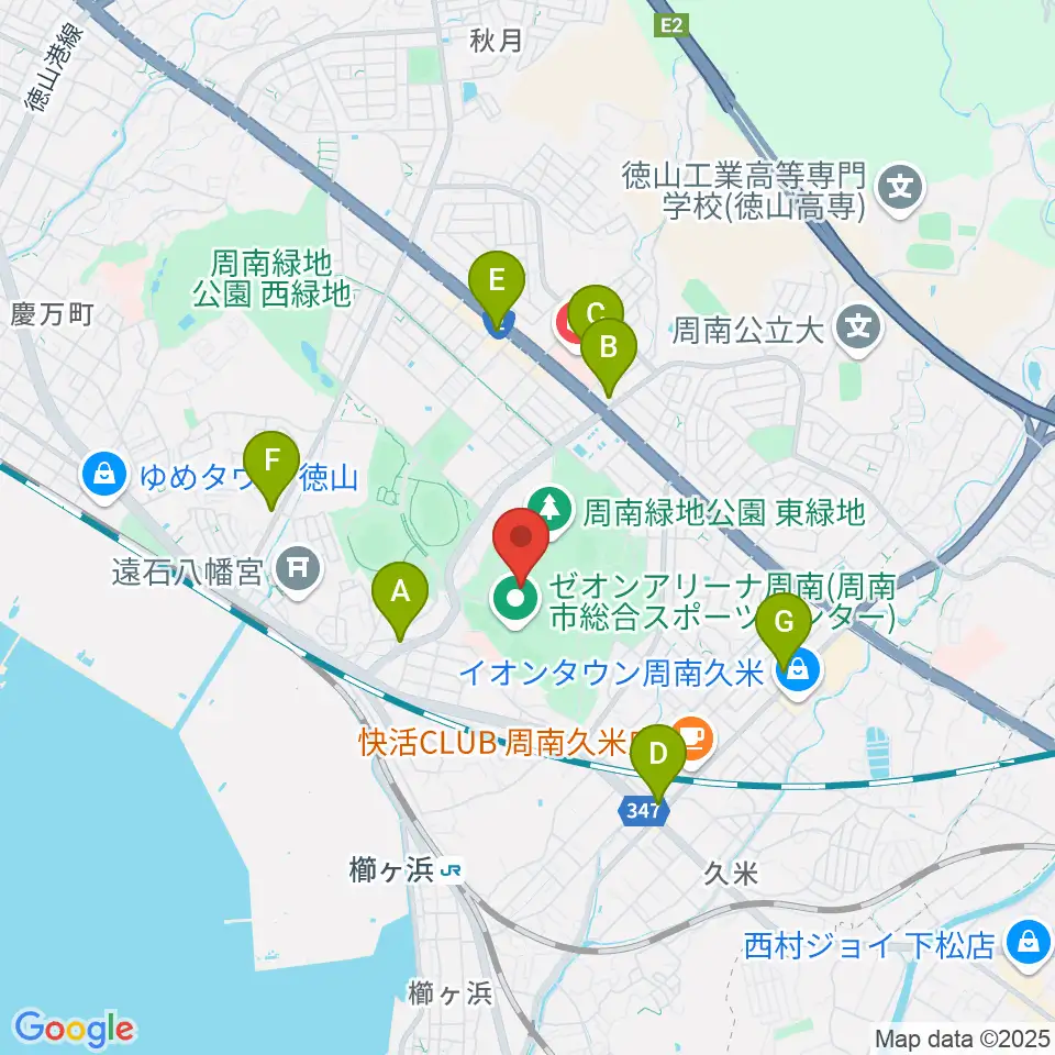 ゼオンアリーナ周南周辺のコンビニエンスストア一覧地図
