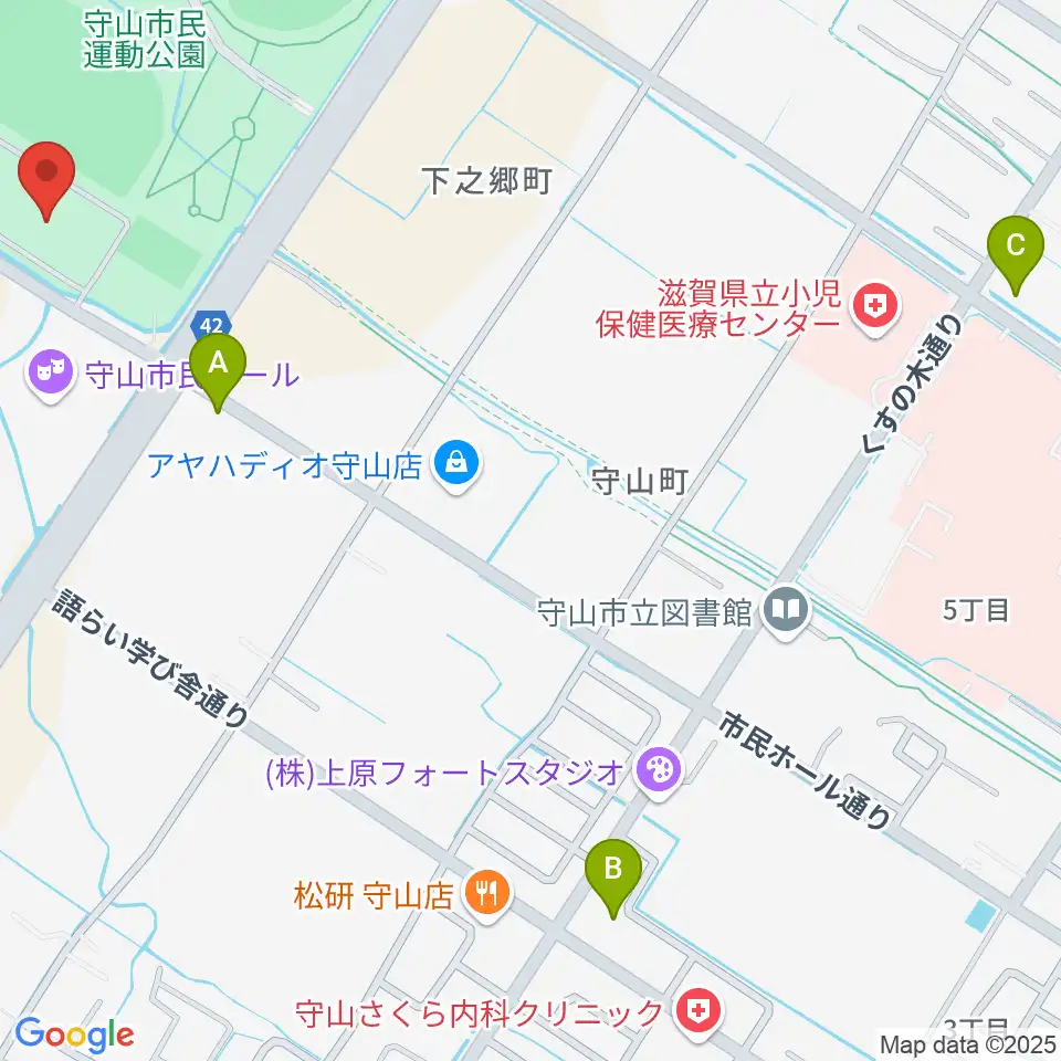 守山市民体育館周辺のコンビニエンスストア一覧地図