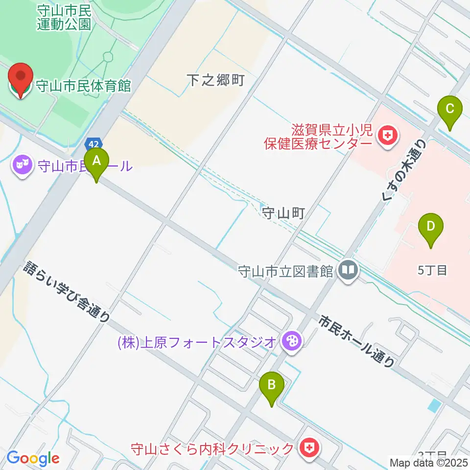 守山市民体育館周辺のコンビニエンスストア一覧地図