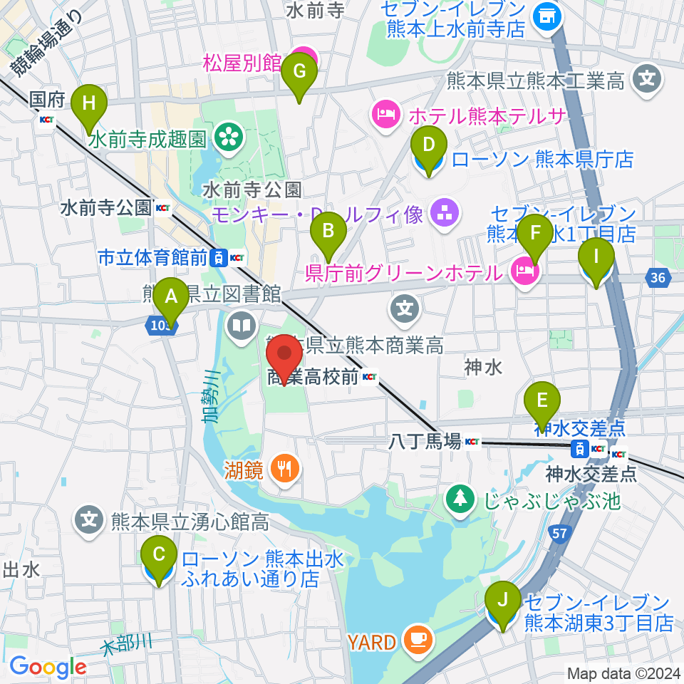 ナースパワーアリーナ周辺のコンビニエンスストア一覧地図