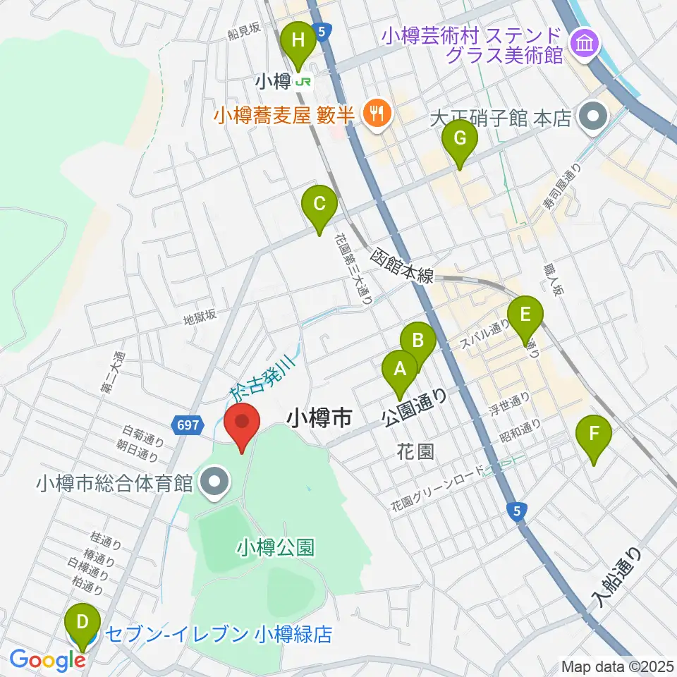 小樽市公会堂周辺のコンビニエンスストア一覧地図