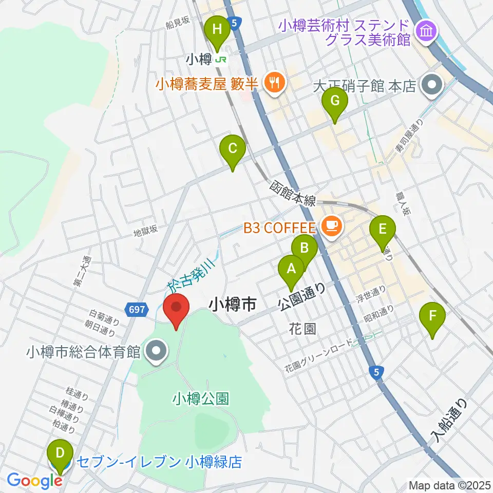 小樽市公会堂周辺のコンビニエンスストア一覧地図