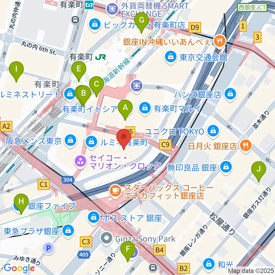 有楽町I'M A SHOW周辺のコンビニエンスストア一覧地図