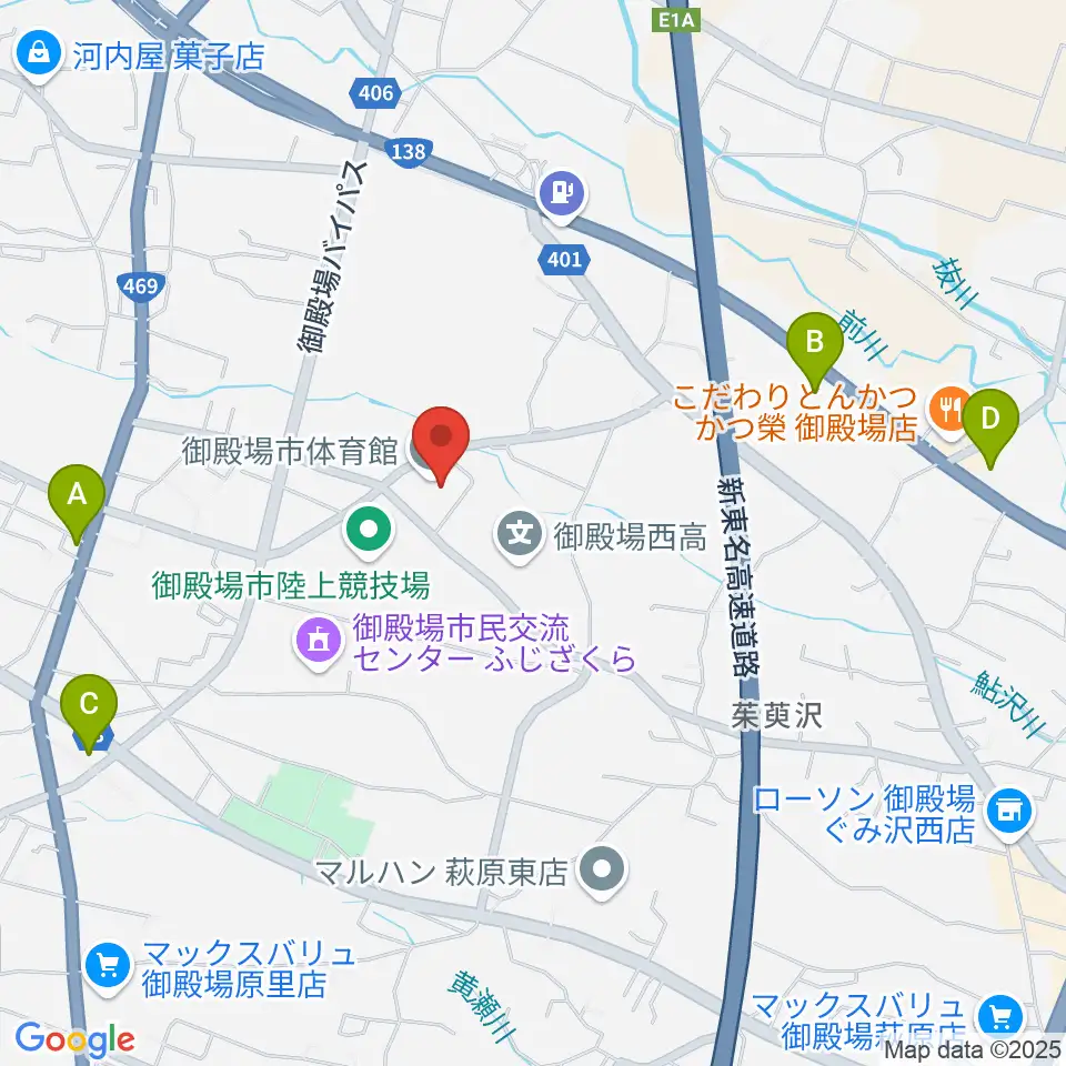 御殿場市体育館周辺のコンビニエンスストア一覧地図