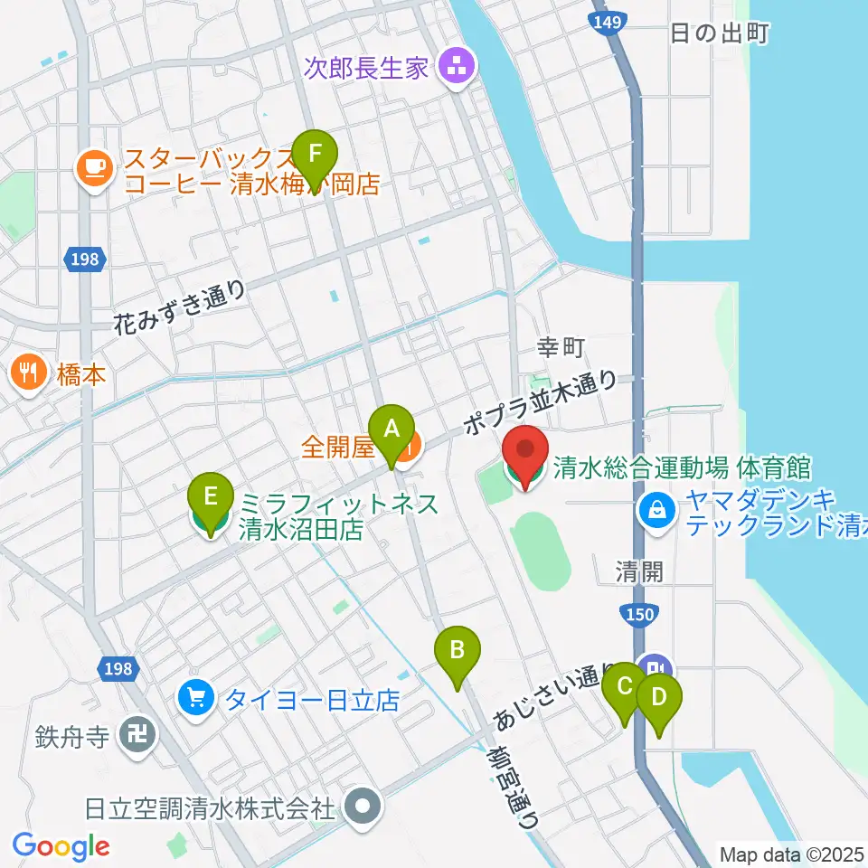 清水総合運動場体育館周辺のコンビニエンスストア一覧地図