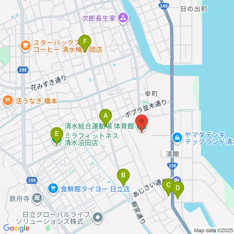 清水総合運動場体育館周辺のコンビニエンスストア一覧地図