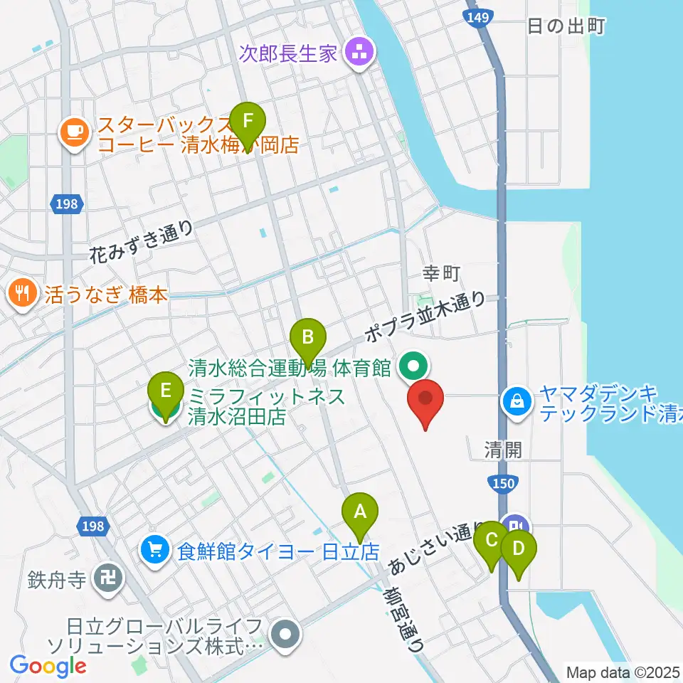 清水総合運動場陸上競技場周辺のコンビニエンスストア一覧地図